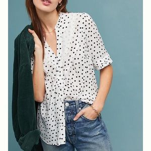 Anthropologie Maeve polka dot buttondown